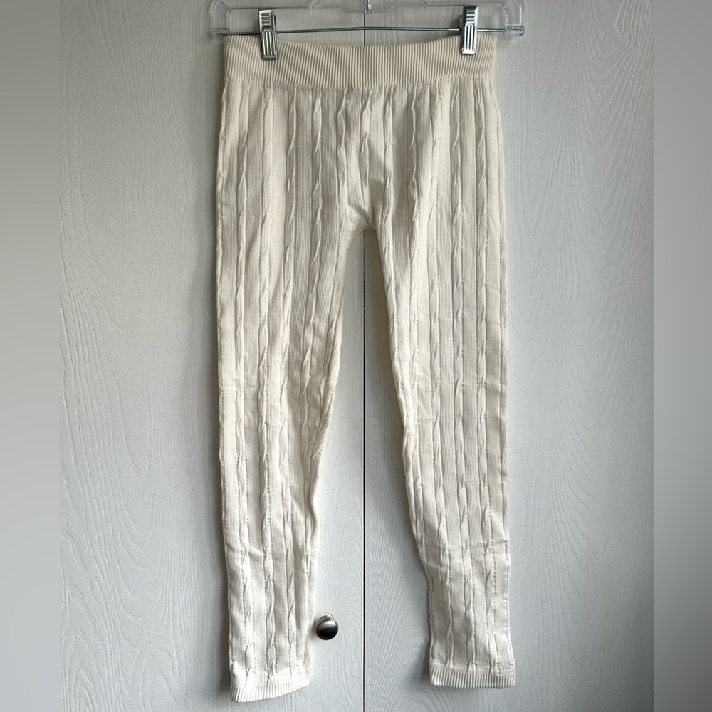 Cream white knit tights/leggings small